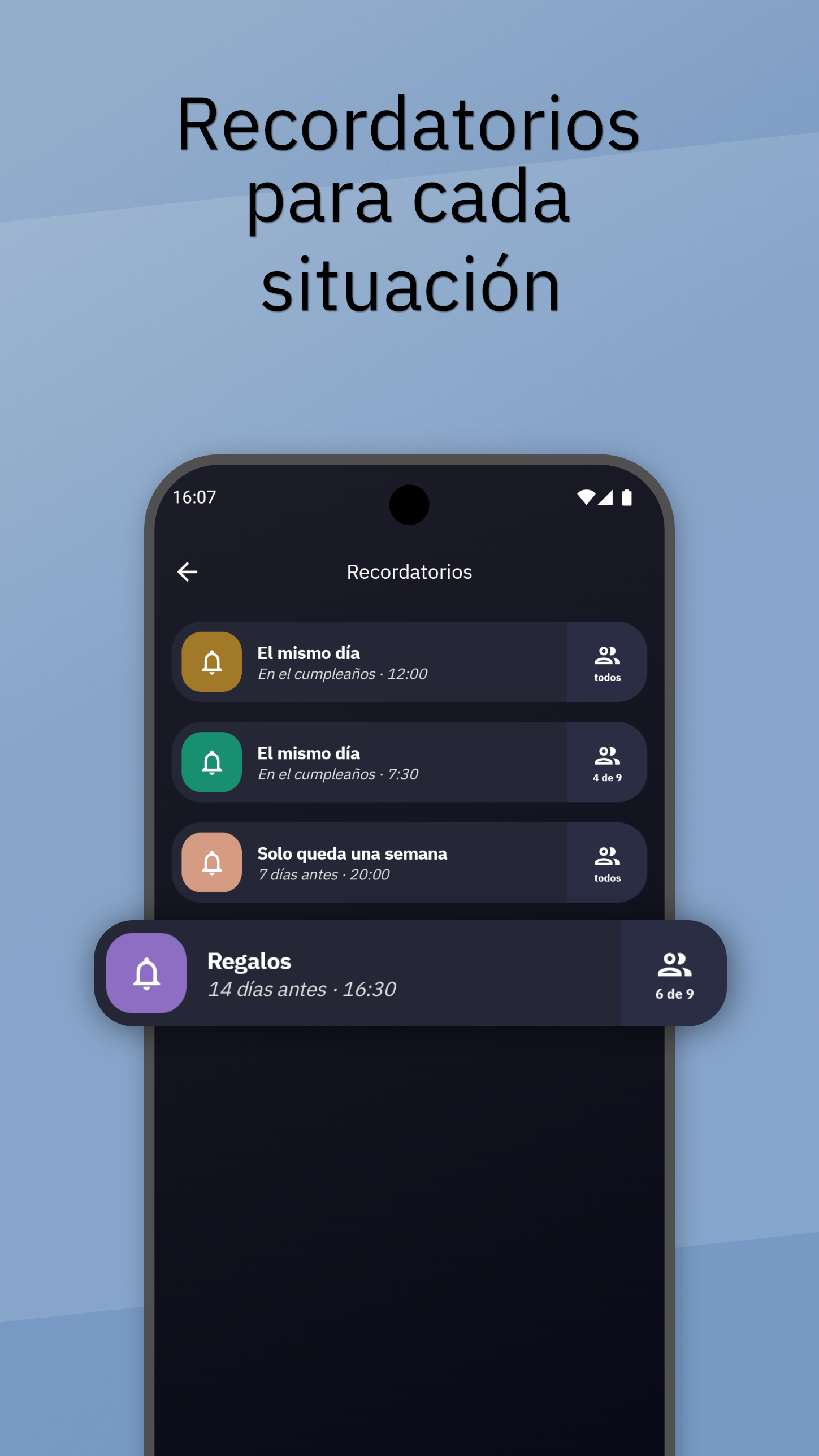 Google Play: Recordatorios