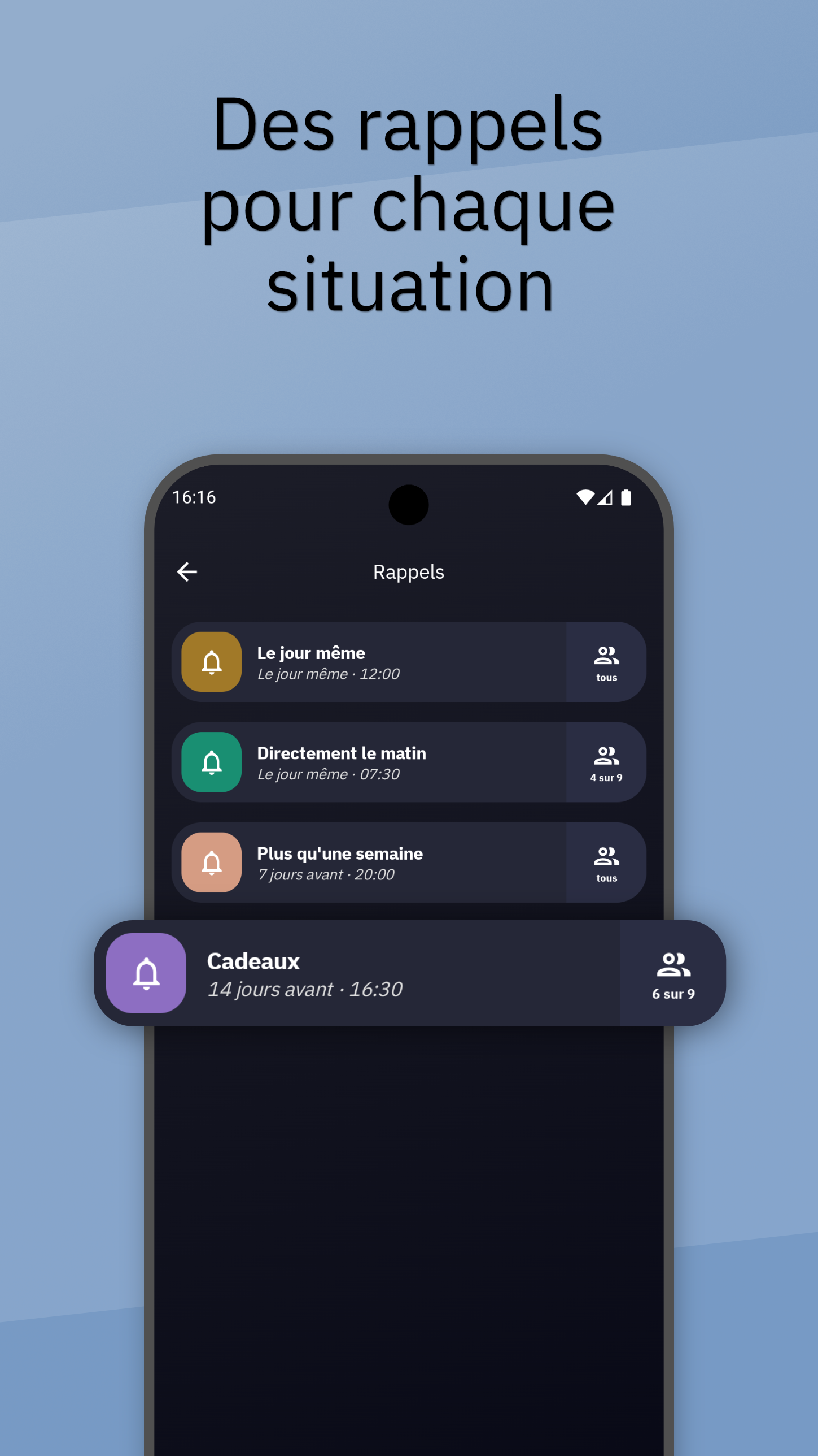 Google Play: Rappels